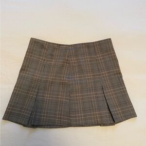 Plaid Mini Skirt in Brown